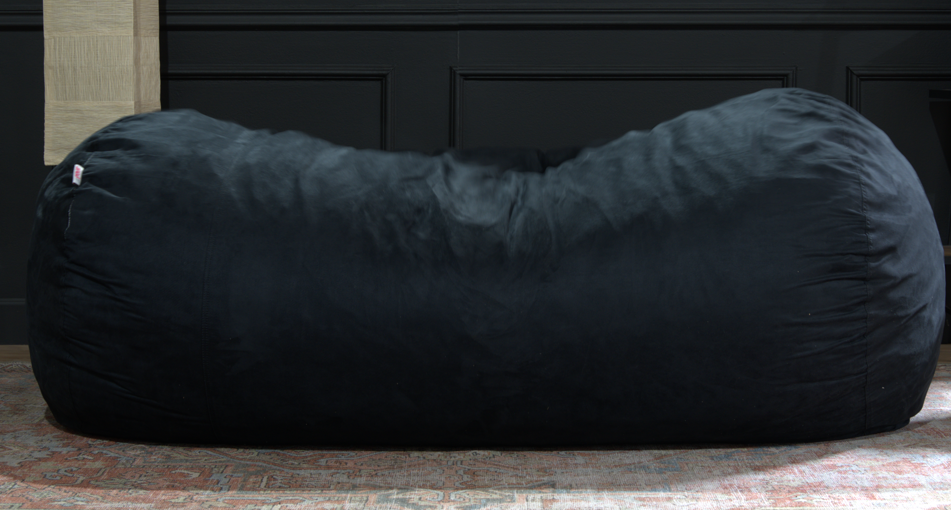 Traditional 8 Foot Cylindrical Suede Bean Bag, Black