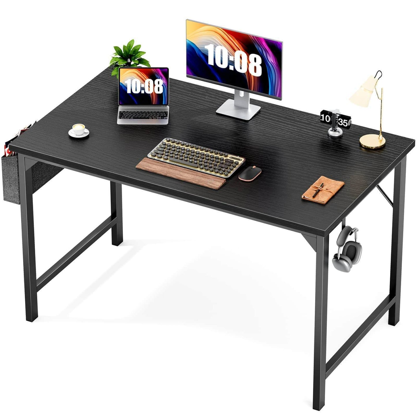 Simple Style Wooden Work Office Desks with Storage,40 Inch,Black