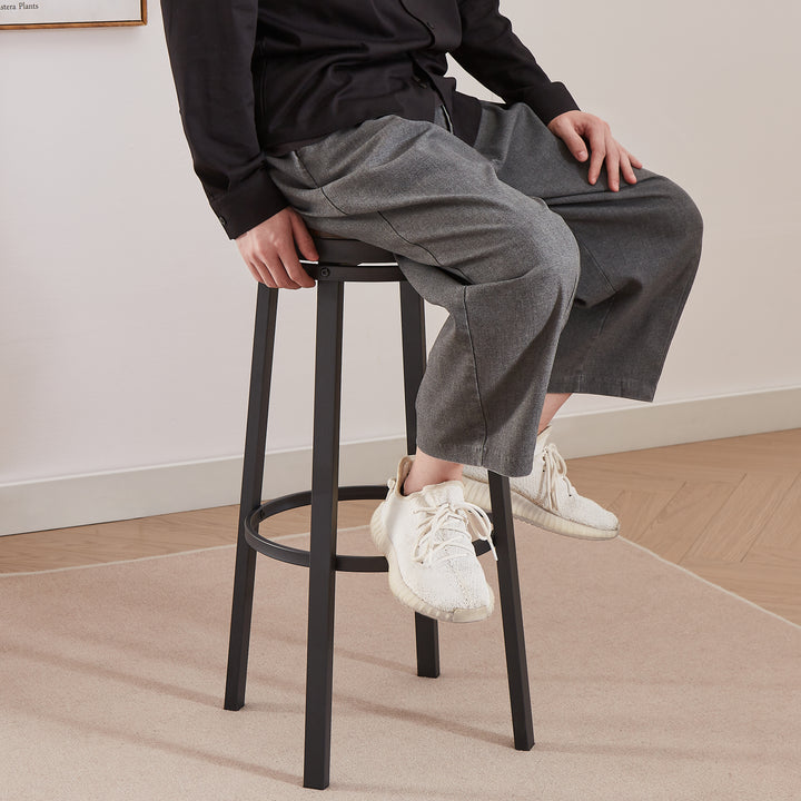 bar stool set of 2 with backrest, industrial style, metal frame