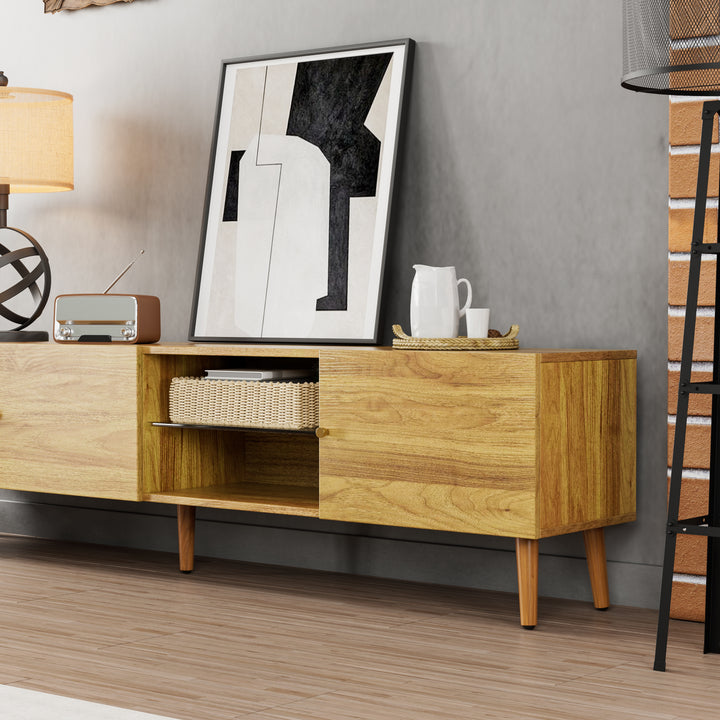 70 Inch Mid Century Modern TV Stand, TV Stand with Storage