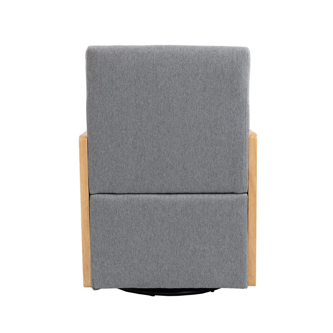 360 Degree Swivel Barrel Club Chair with one pillow,Modern Comfortable Upholstered Accent Chair (Grey linen)