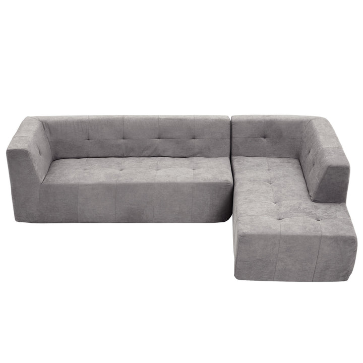 110.2*72.8" Living Room Sofa Set, 2pcs Computer Free Combination, L-Shaped,Light Grey