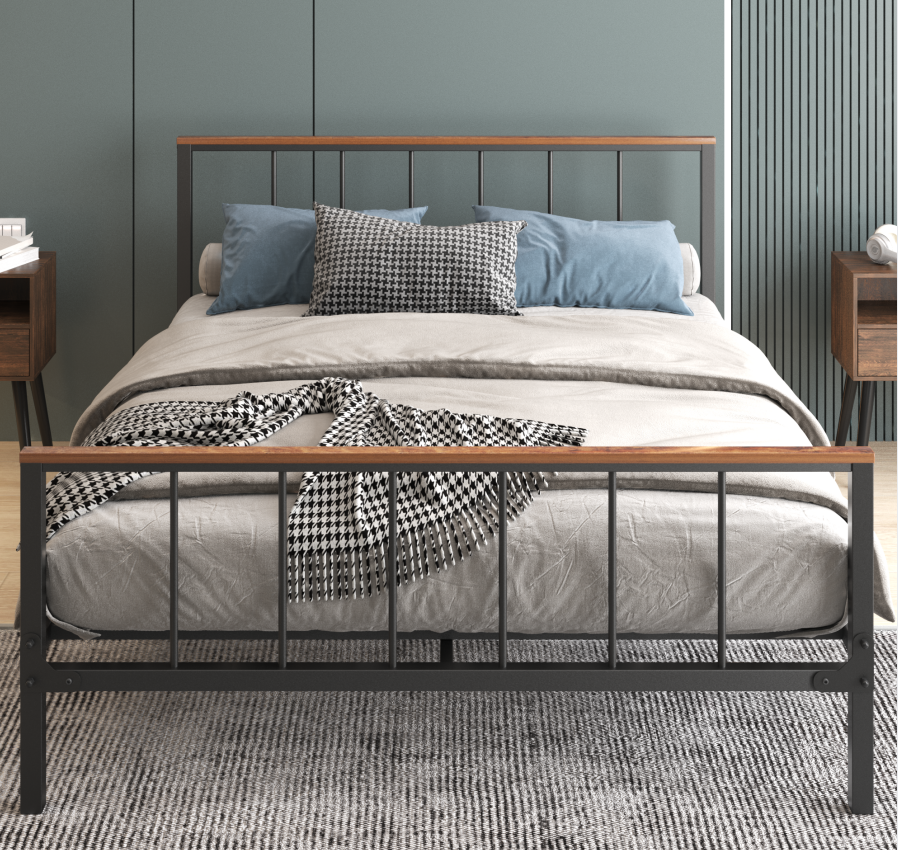 Metal Platform Bed frame with Headboard and Footboard,No Box Spring Needed(Full)