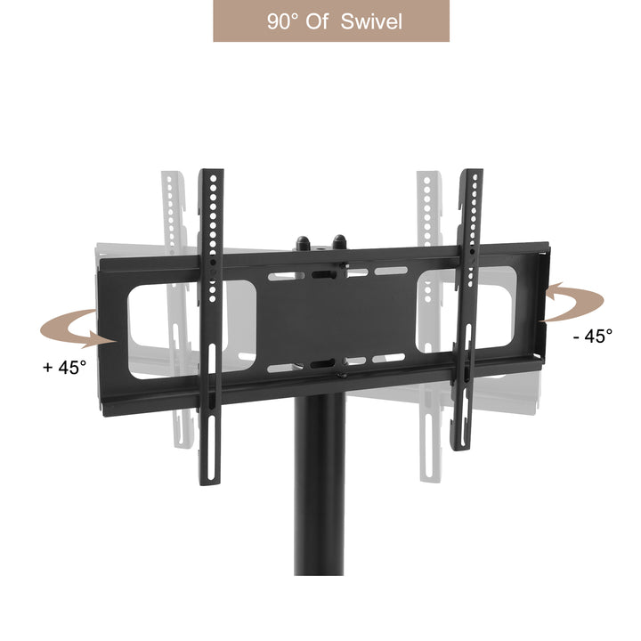 Height and Angle Adjustable Multi-Function Tempered Glass Metal Frame Floor With Lockable Wheels Mobile TV Stand, LCD/Plasma TV bracket