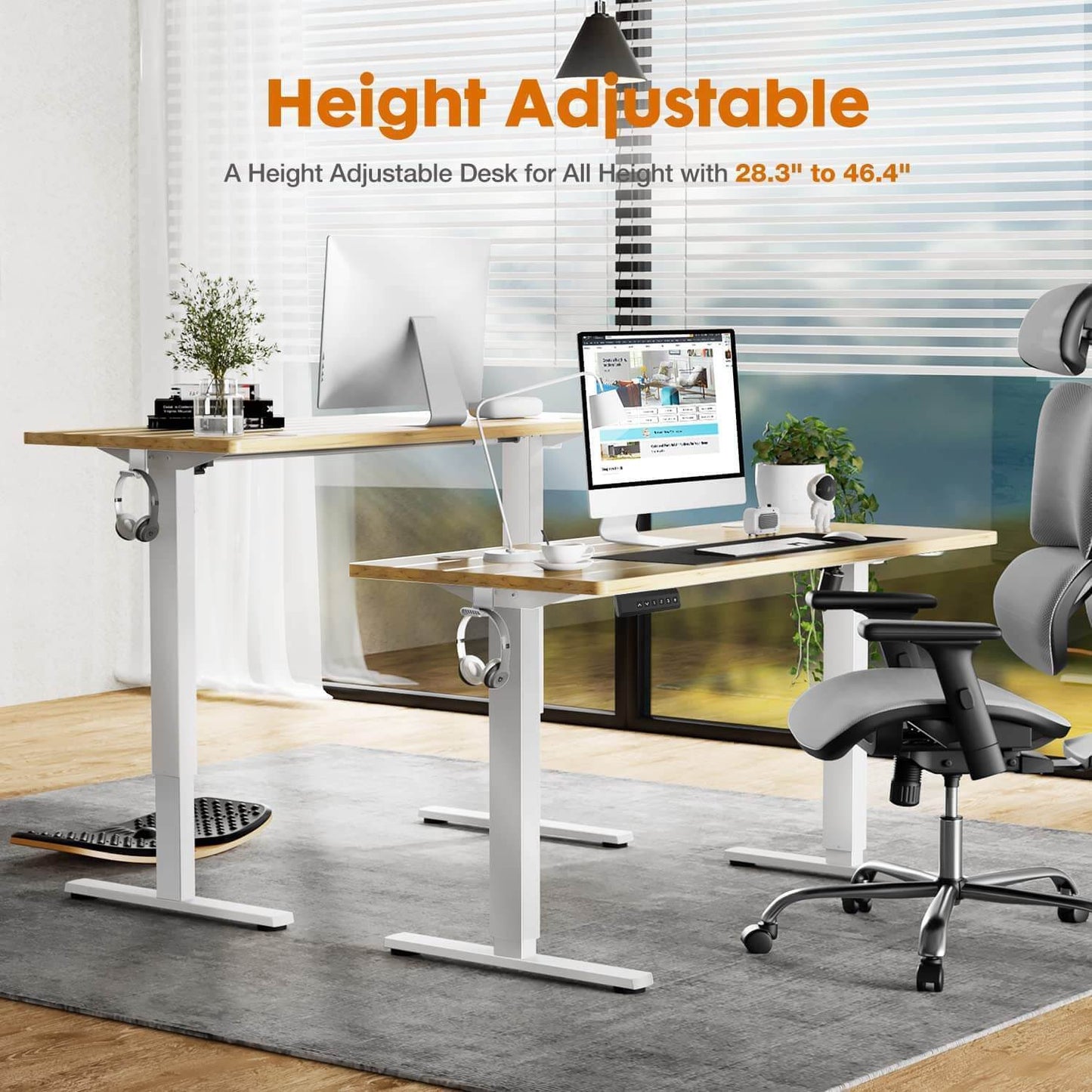 Electric Height Adjustable Standing Desk,Yellow,40'' x 24"