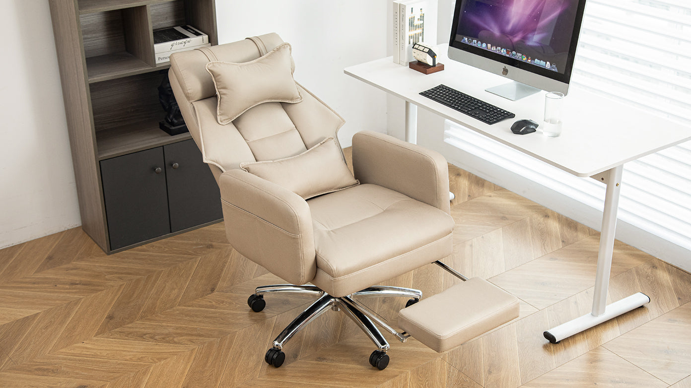 Office Chair, Technology Leather  High Back Office Chair with Lumbar Support Headrest