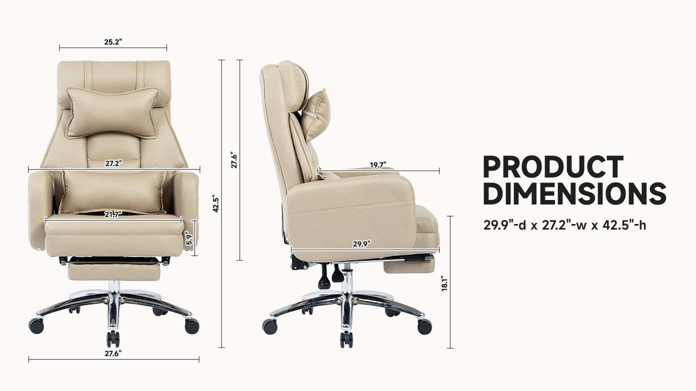 Office Chair, Technology Leather  High Back Office Chair with Lumbar Support Headrest