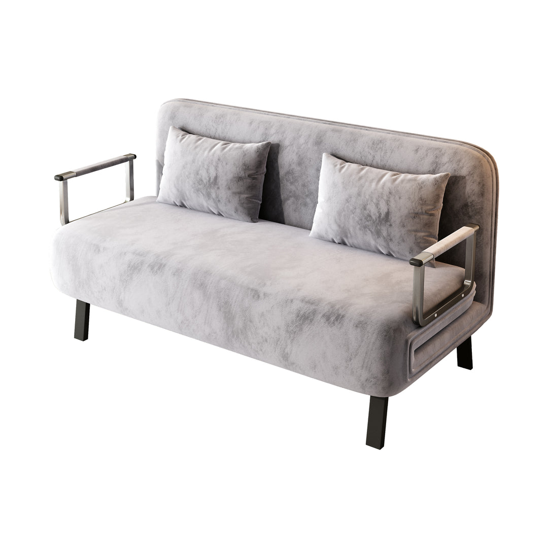 55″ Convertible Chair Bed, Tri-Fold Sofa Bed with Adjustable Backrest & Pillow