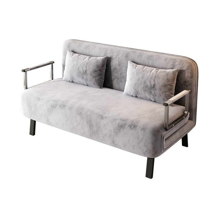 55″ Convertible Chair Bed, Tri-Fold Sofa Bed with Adjustable Backrest & Pillow