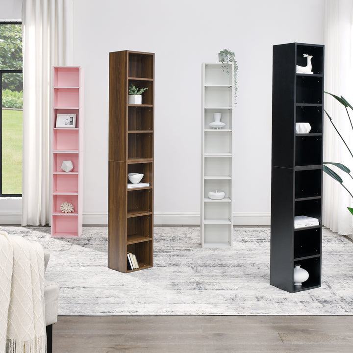 8-Tier Media Tower Rack, CD DVD Slim Storage Cabinet with Adjustable Shelves