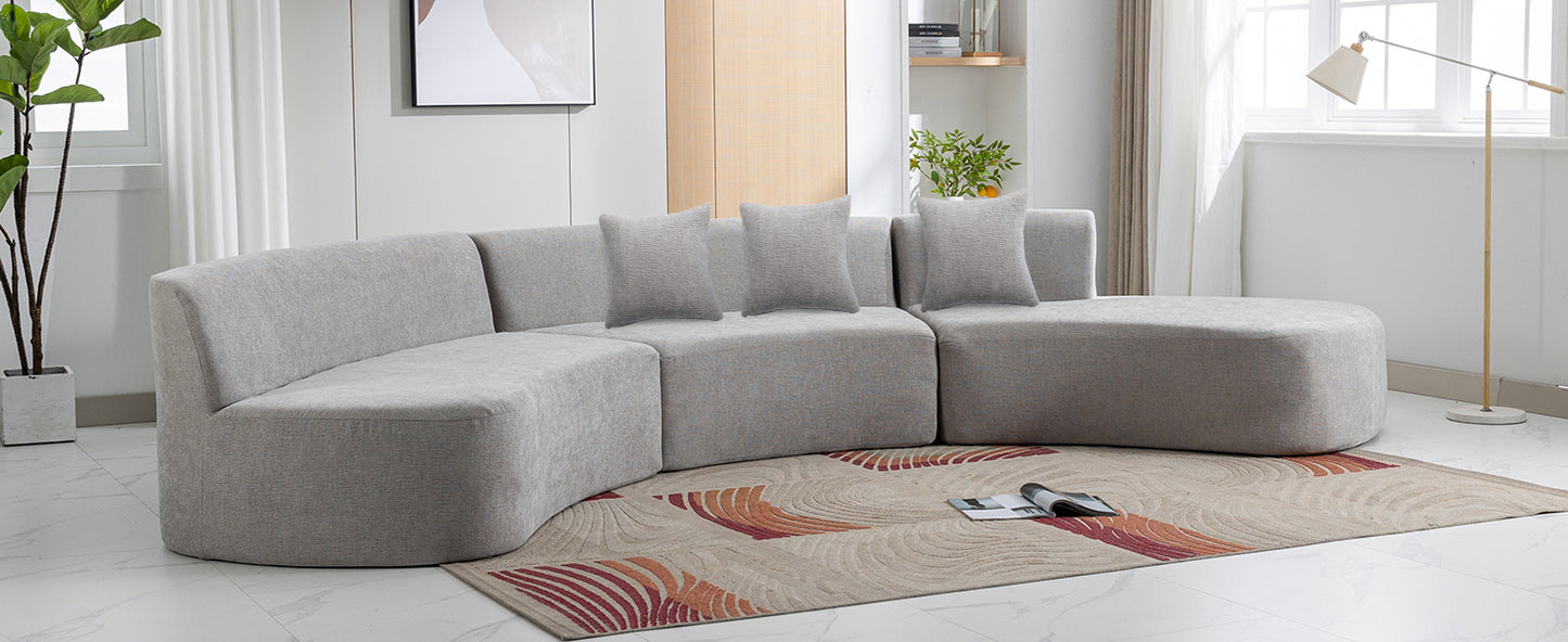 136.6" Stylish Curved sofa Sectional Sofa, Grey