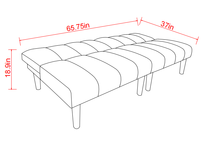 Corduroy fabric, wooden legs convertible sofa bed