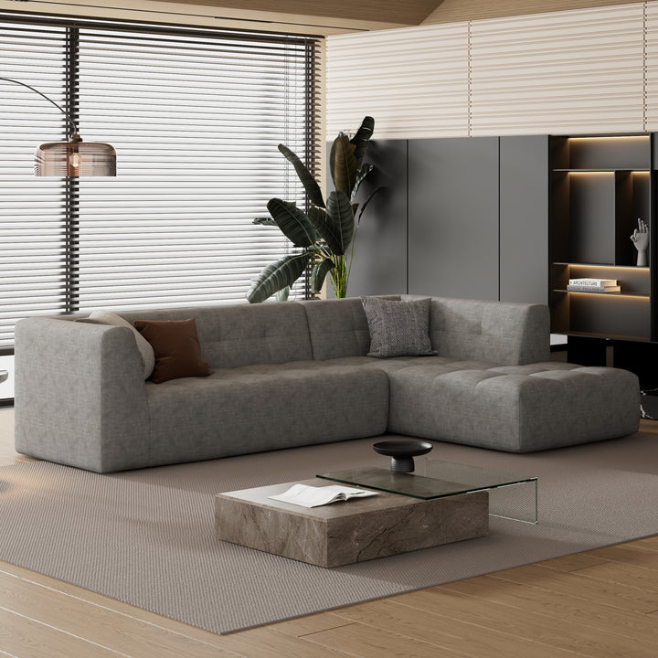 110.2*72.8" Living Room Sofa Set, 2pcs Computer Free Combination, L-Shaped,Light Grey