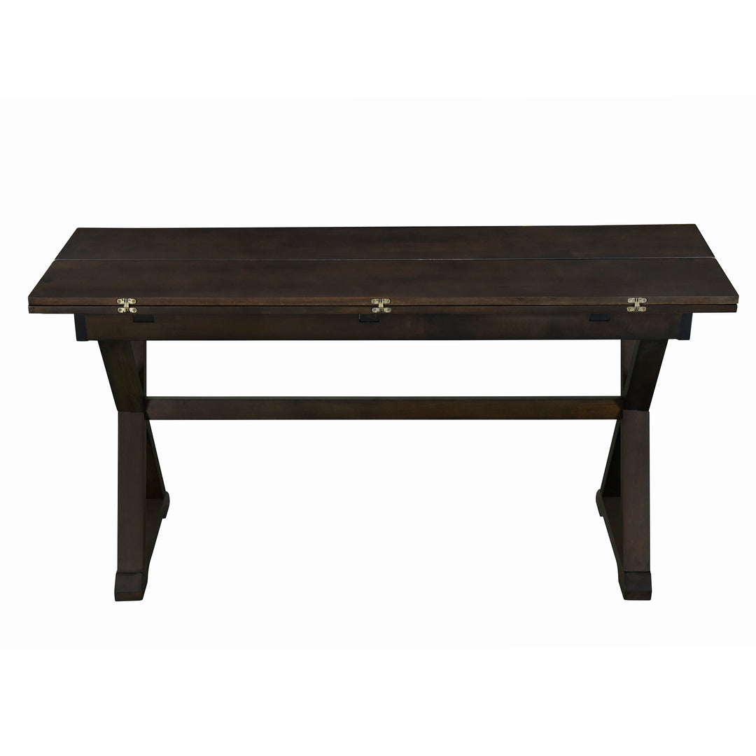 5-Piece 62*35.2inch Extendable Rubber Wood Dining Table Set with X-shape Legs