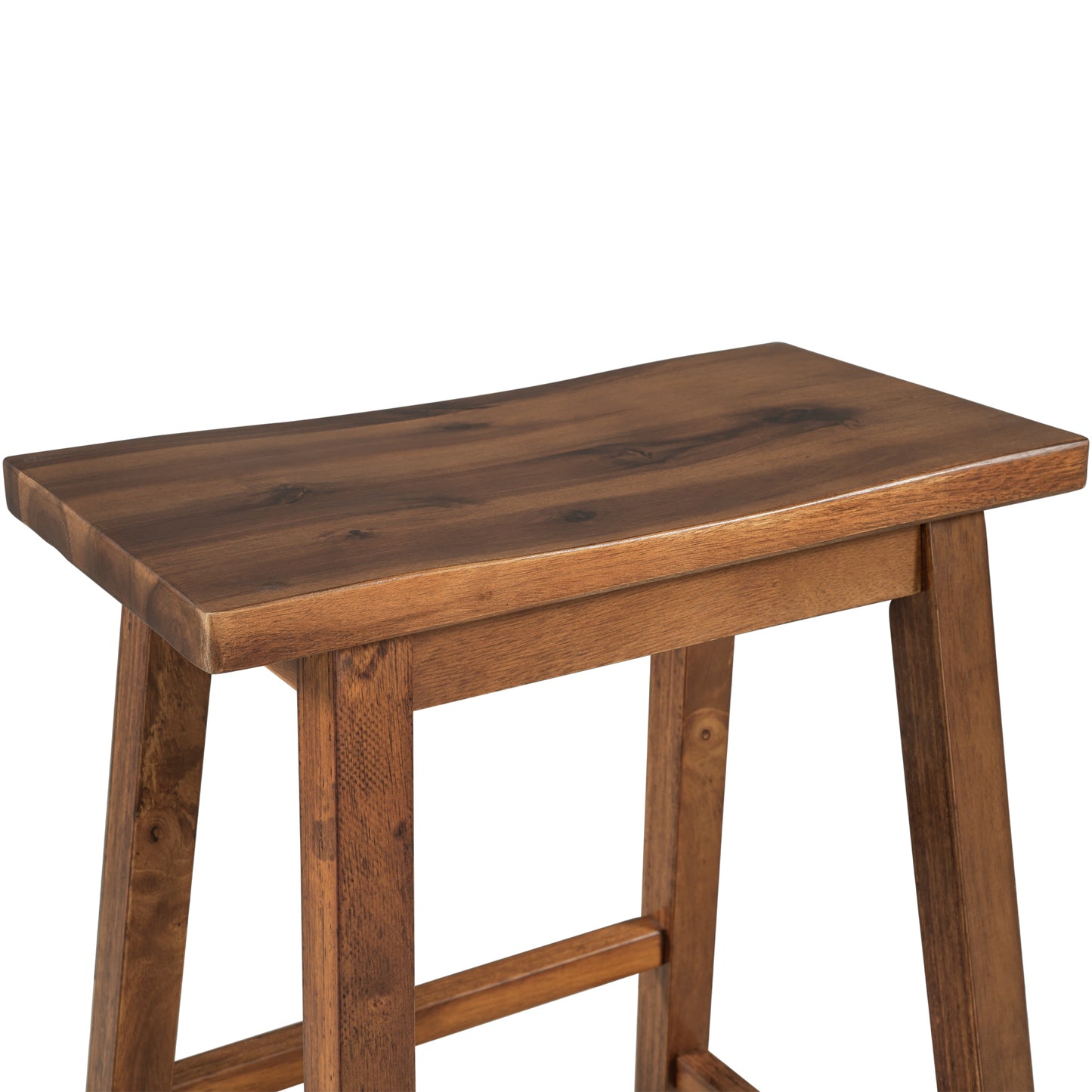 Solid Wood Rustic 3-piece 45" Stationary Kitchen Island Set with 2 Seatings, Rubber Wood