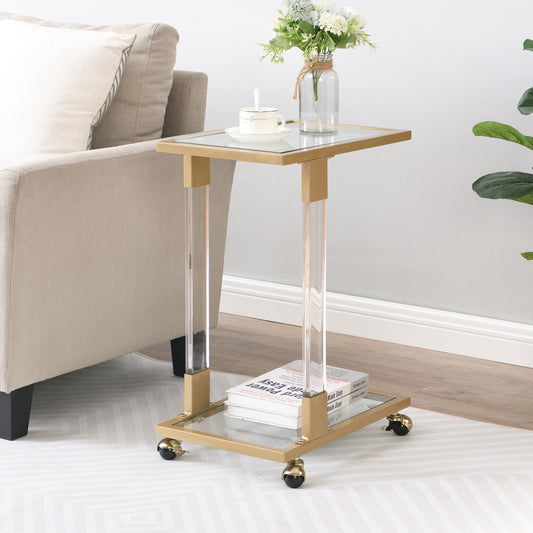 Golden Side Table, Acrylic Sofa Table