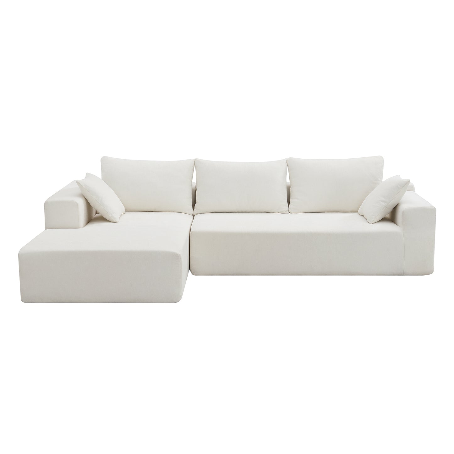 109*68" Sectional Living Room Sofa Set, L-Shape, Cream