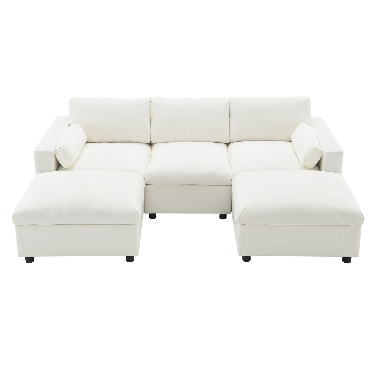 86.5''Chenille Sectional Sofa with Storage Pockets, 5 Seat U Shaped Sleeper Couch Set,2 PIC Free Combination