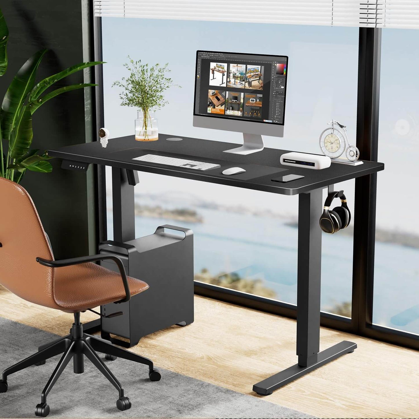 Electric Height Adjustable Standing Desk,Black,48'' x 24"