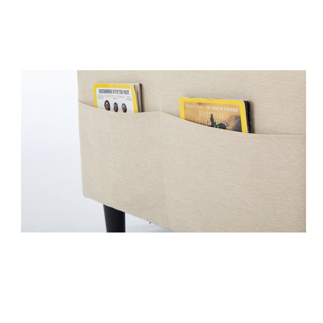 beige color knock down 3-seat combo sofa with storage ottoman