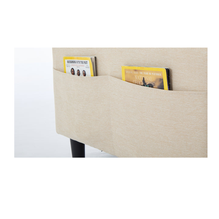 beige color knock down 3-seat combo sofa with storage ottoman