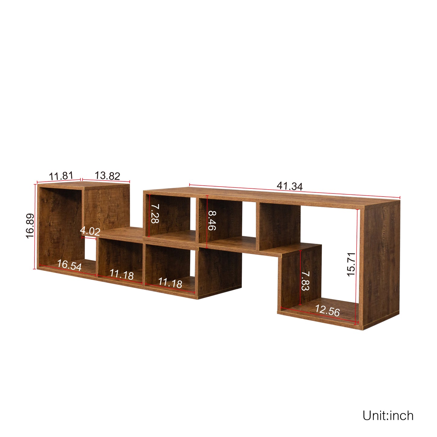 Double L-Shaped TV Stand,Display Shelf,Bookcase for Home Furniture,Walnut