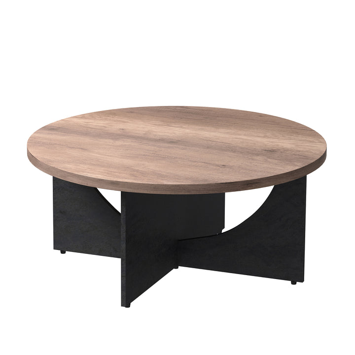 35 Inch Retro Round Coffee Table for Living Room and Bedroom