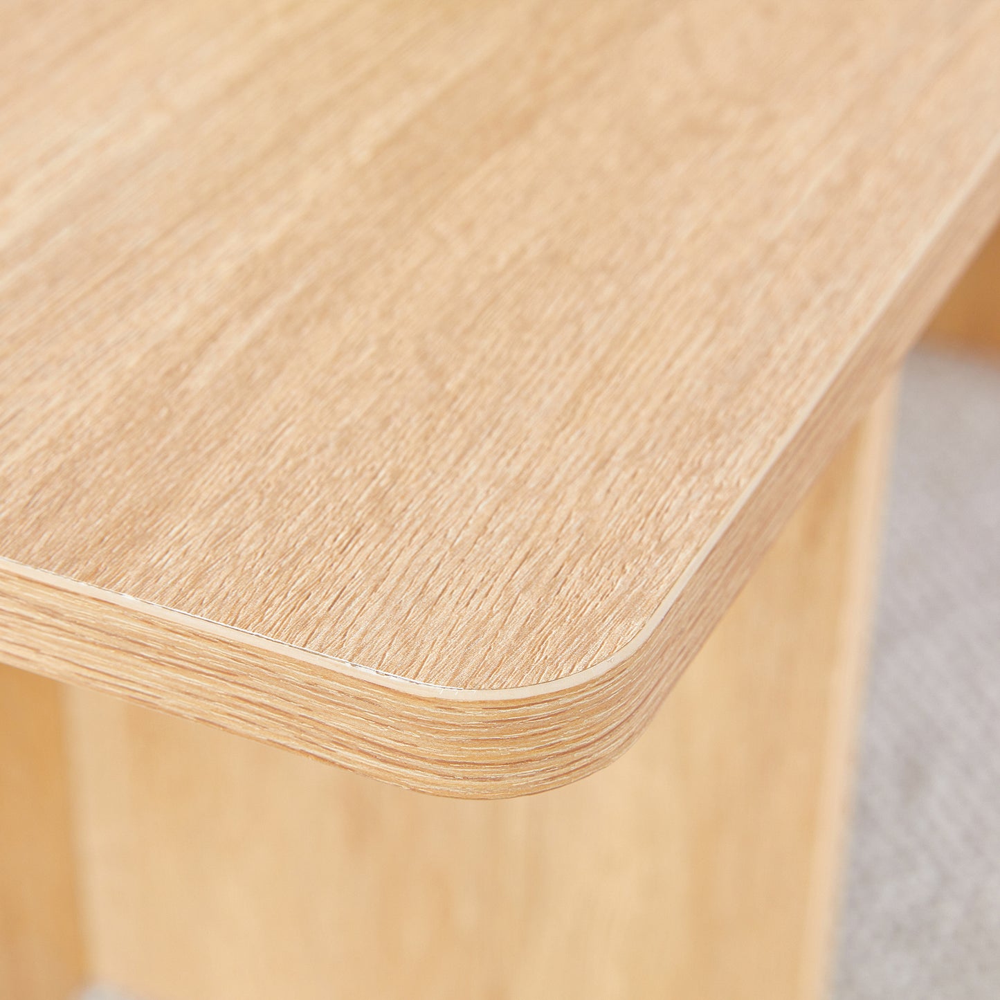 A wood colored coffee table.