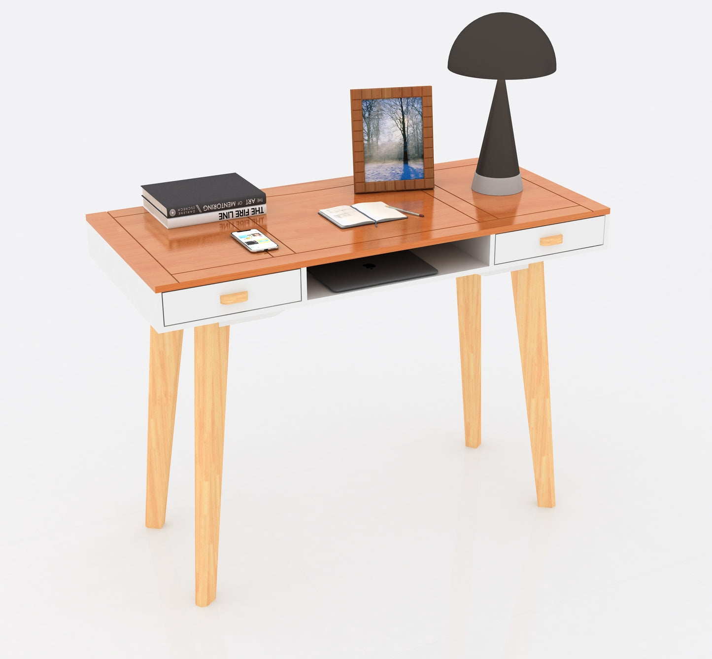 Wooden Writing Desk for Office,Solid Wood Computer Table for Home Wood+White Finish