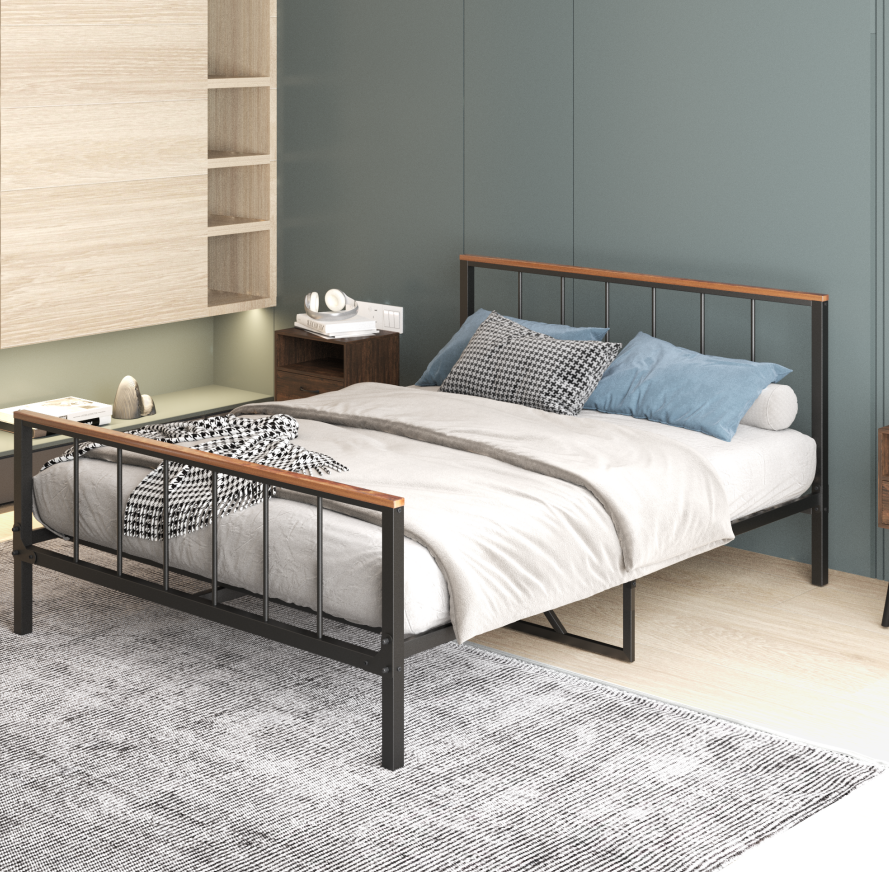 Metal Platform Bed frame with Headboard and Footboard,No Box Spring Needed(Full)