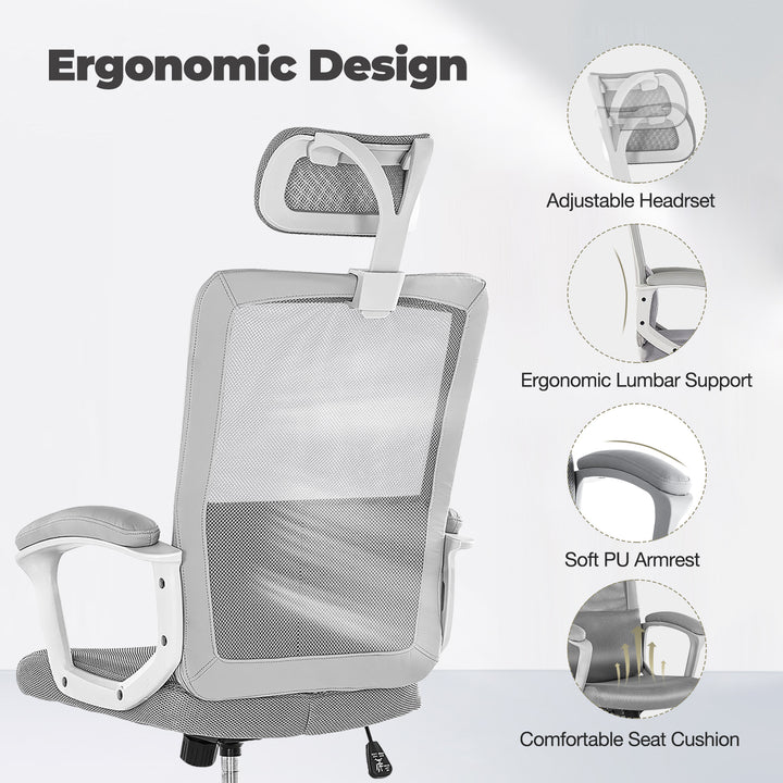 Ergonomic Office Chair High Back Mesh Gaming Desk Chair with Adjustable Headrest and Lumbar Support