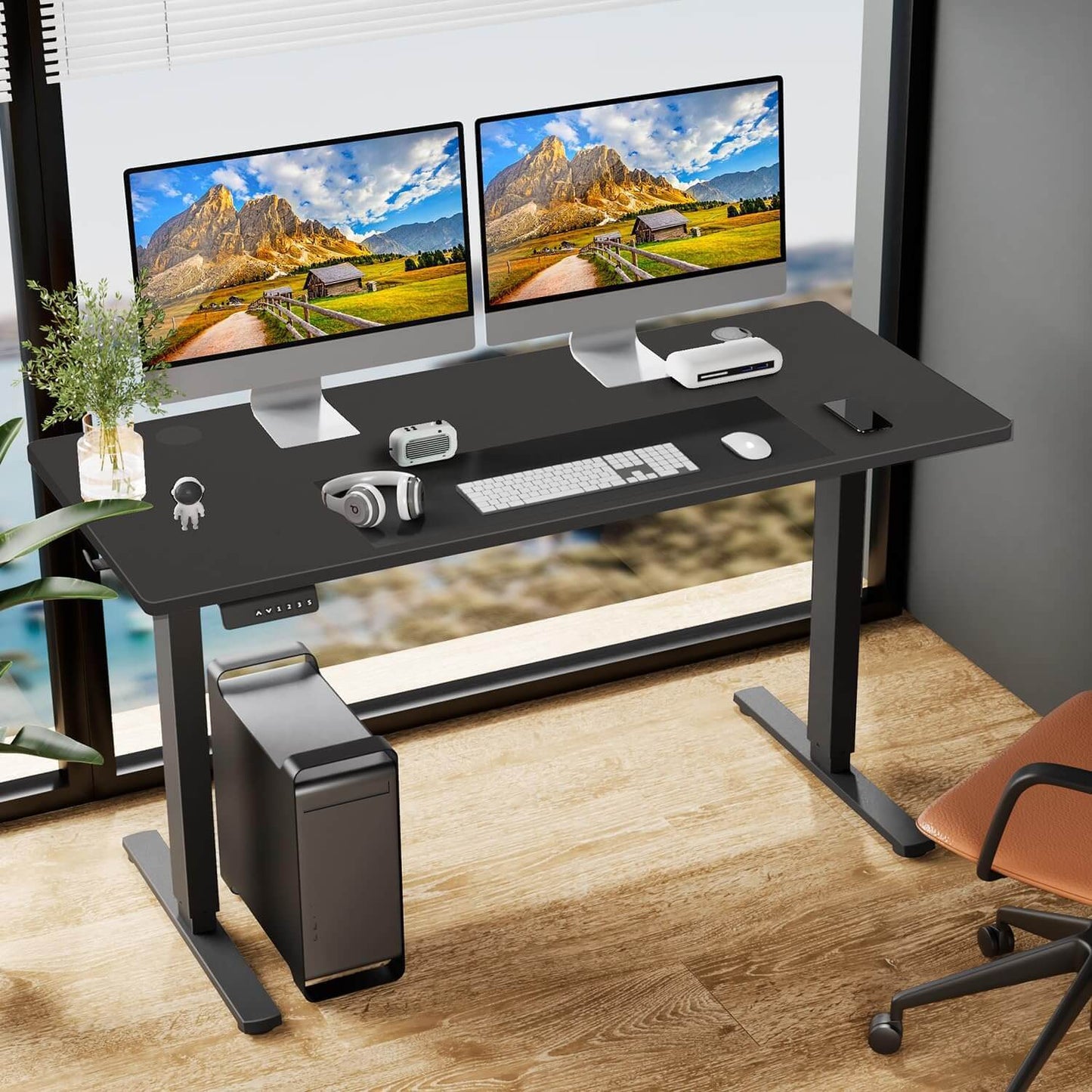 Electric Height Adjustable Standing Desk,Black,48'' x 24"