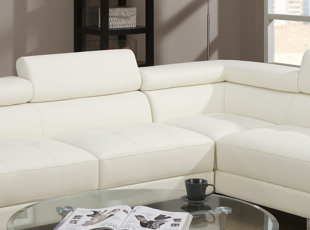 White Color Sectional Living Room Furniture Faux Leather