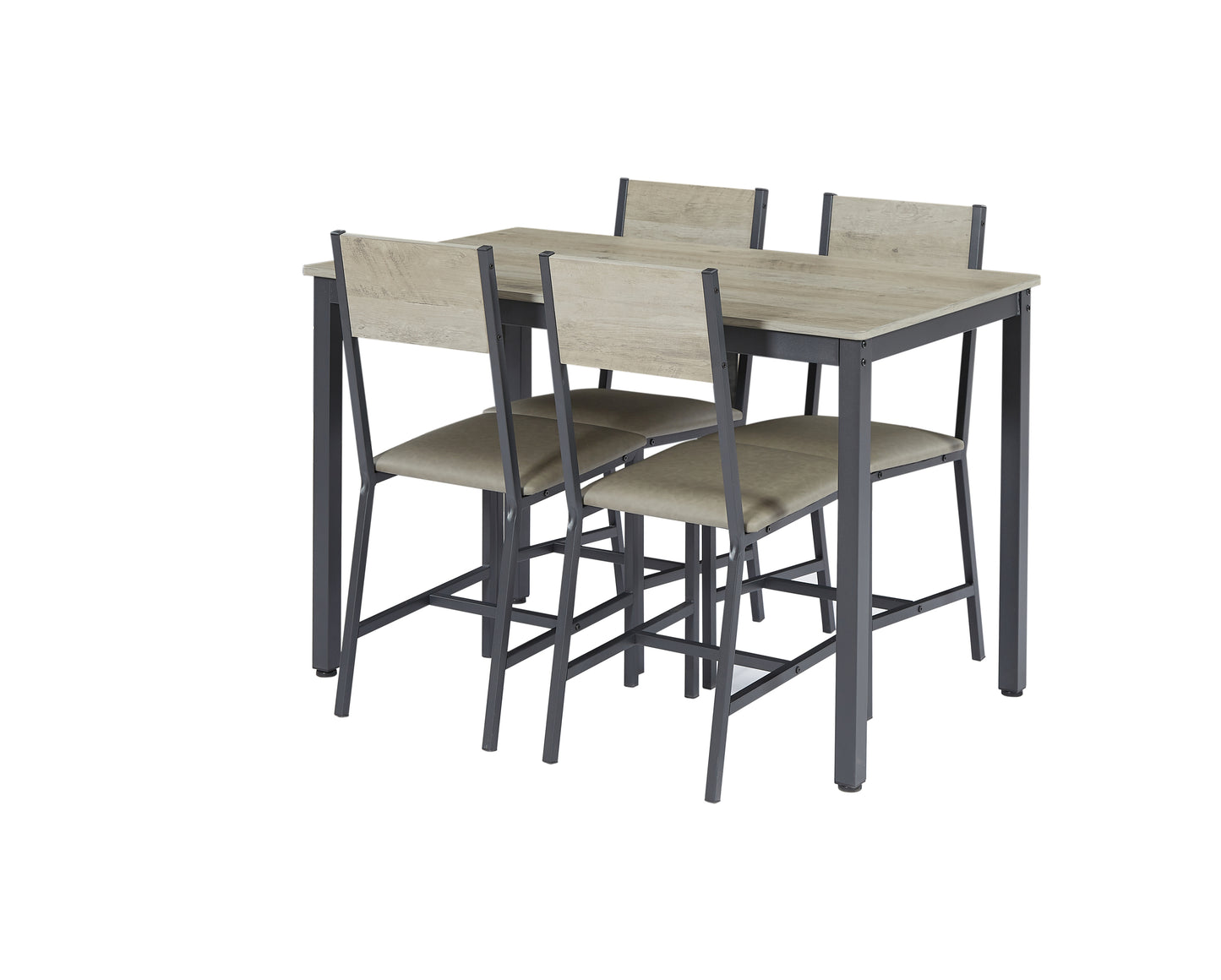 Dining Set for 5 Kitchen Table with 4 Upholstered Chairs, Grey