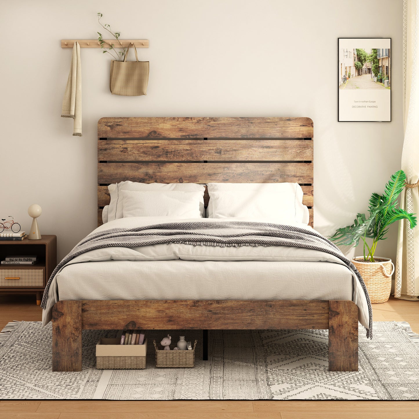 Bed Frame Full Size, Wood Platform Bed Frame  , Noise Free,No Box Spring Needed