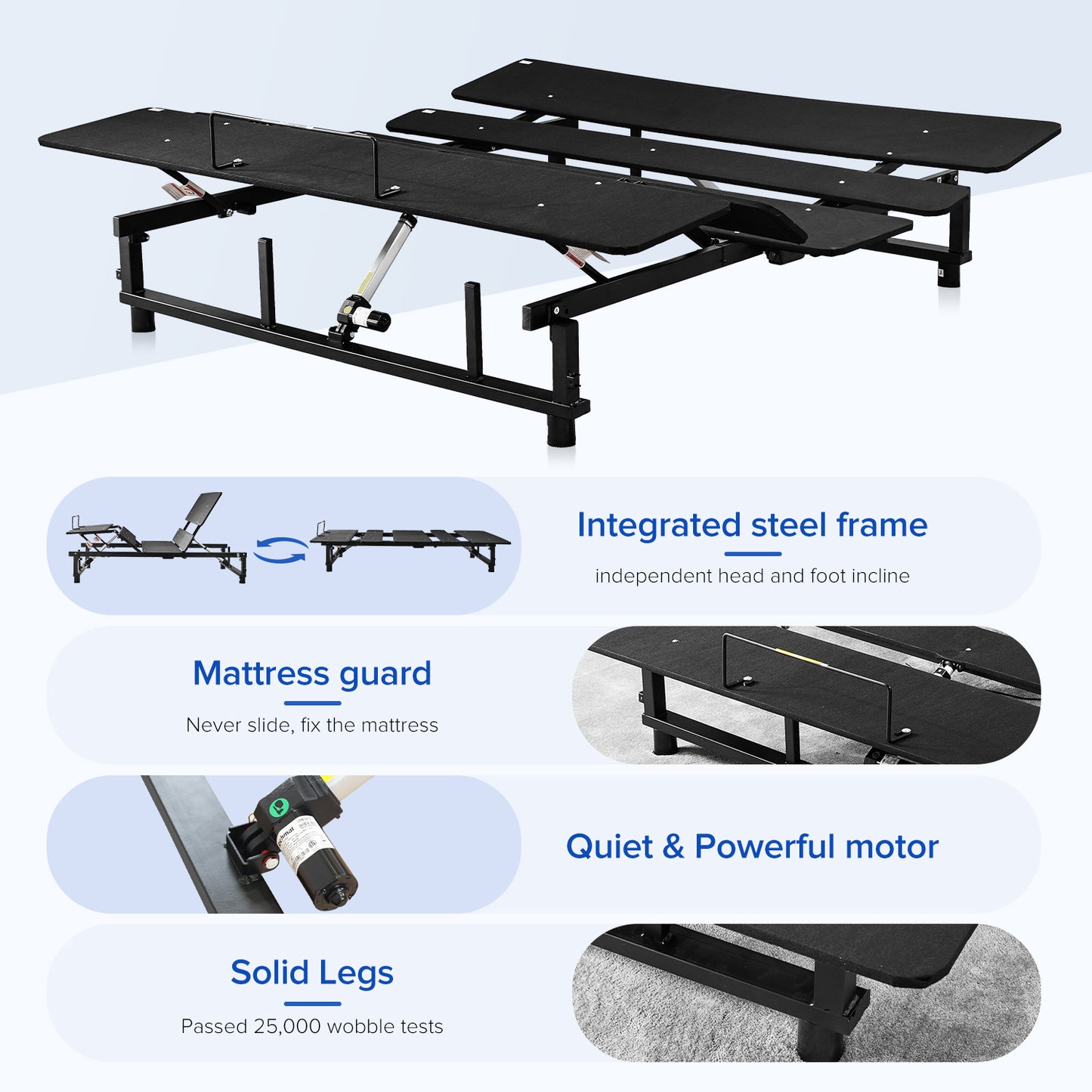 Adjustable Bed Base Frame Queen Bed Frame with Head and Foot