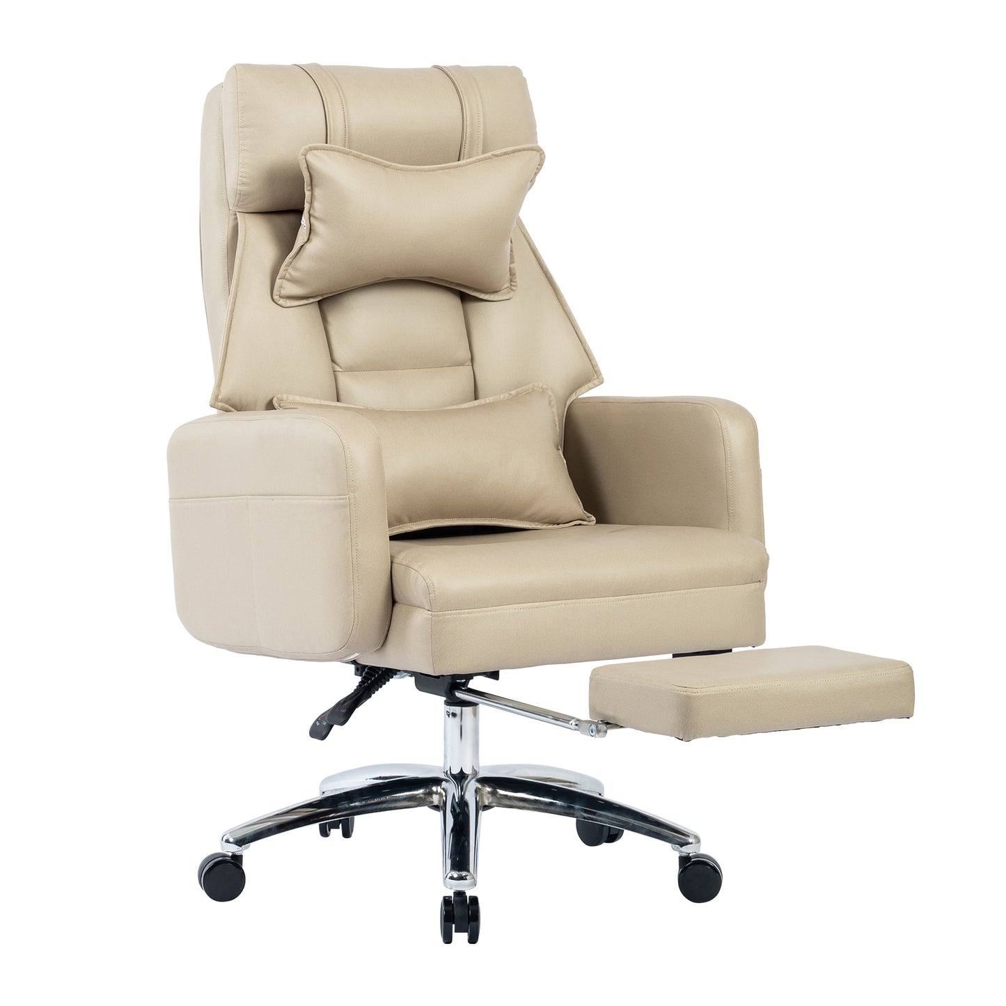 Office Chair, Technology Leather  High Back Office Chair with Lumbar Support Headrest