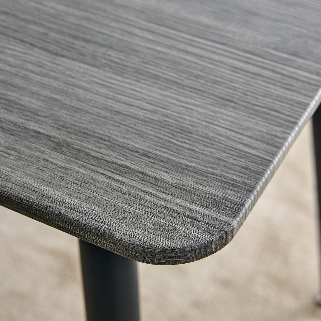 1 table and 4 chairs set.Gray wood grain table with MDF tabletop