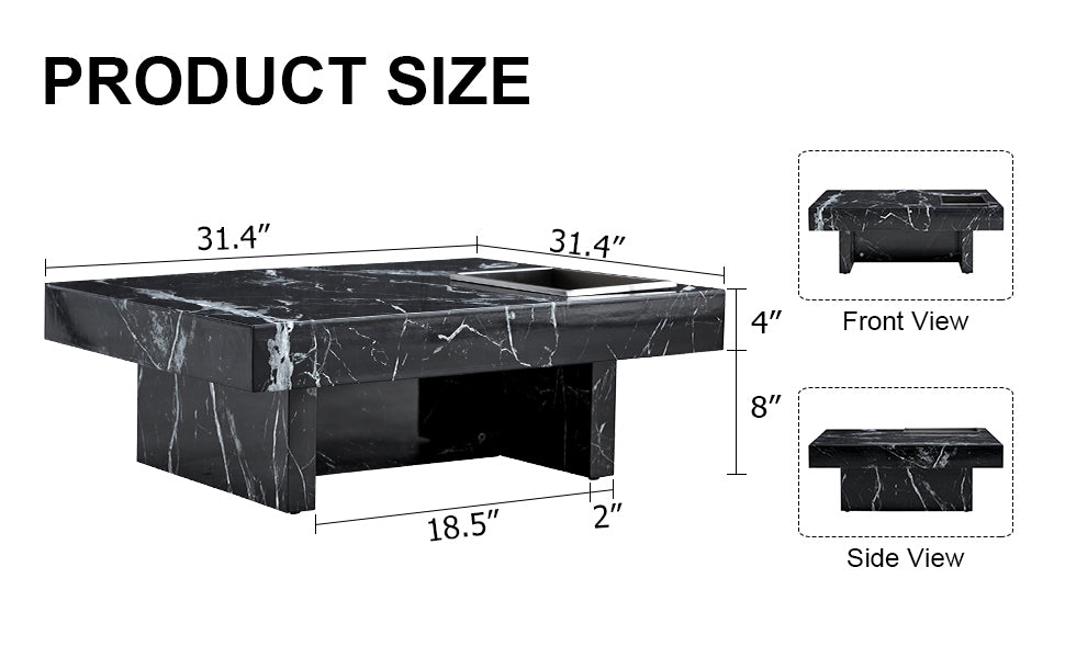 A coffee table made of MDF material with black patterns. 31.4"*31.4"*12"