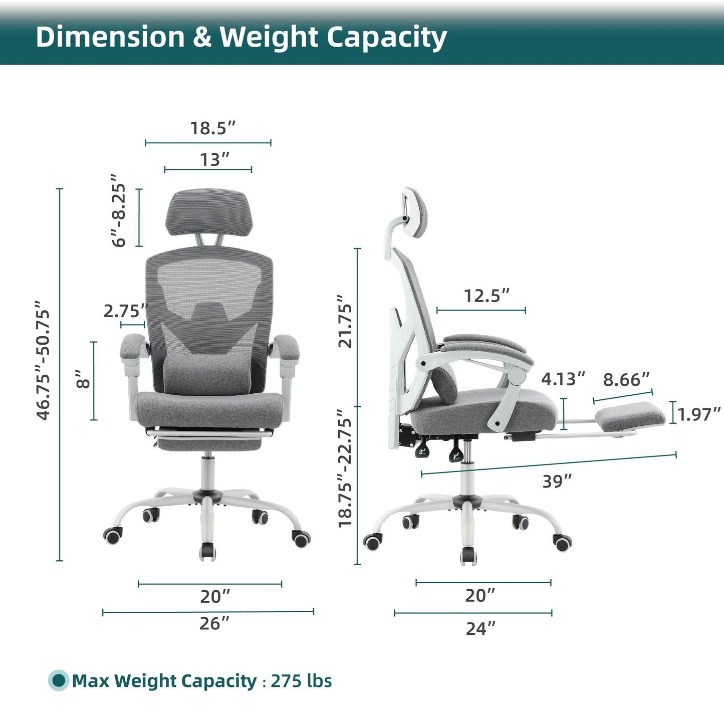 Mesh High Back Ergonomic Office Chair Lumbar Support Pillow Computer Desk Chair