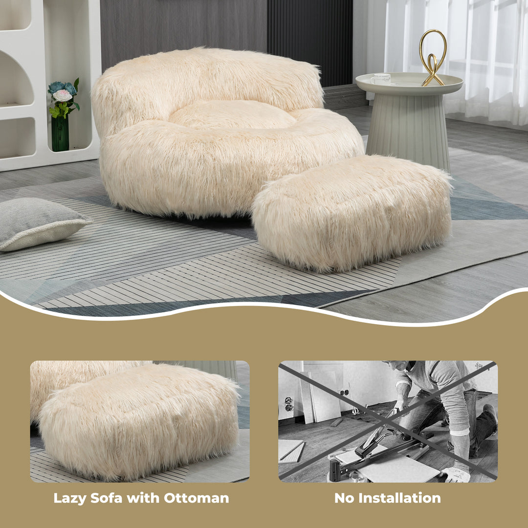 Bean Bag Chair, Floor Sofa with Handle,Accent Sofa Chair with Ottoma
