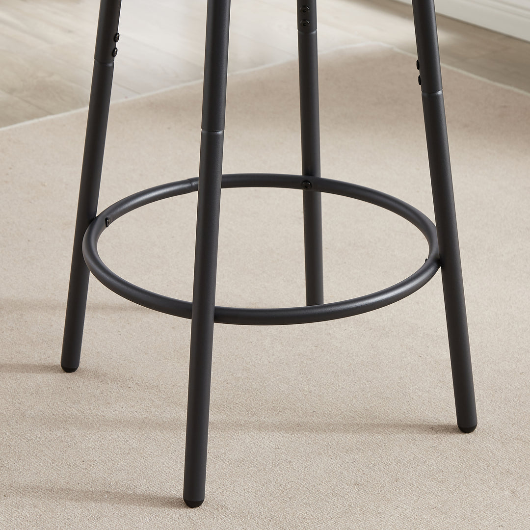Round bar stool set with shelf, upholstered stool with backrest, Rustic Brown