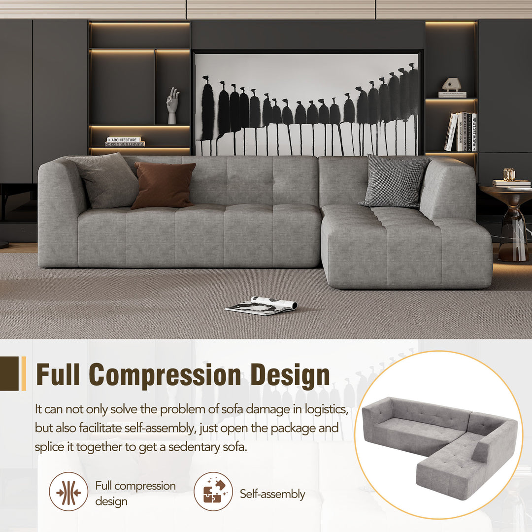 110.2*72.8" Living Room Sofa Set, 2pcs Computer Free Combination, L-Shaped,Light Grey