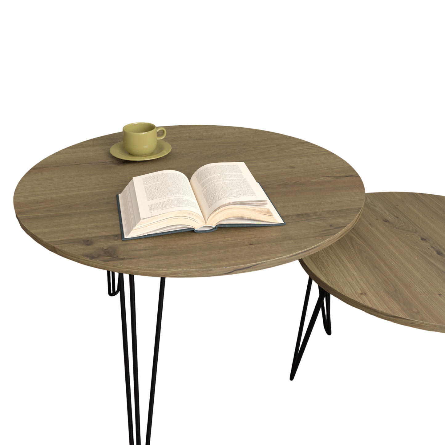 27.56'' Round Nesting Coffee Table Set of 2, Brown