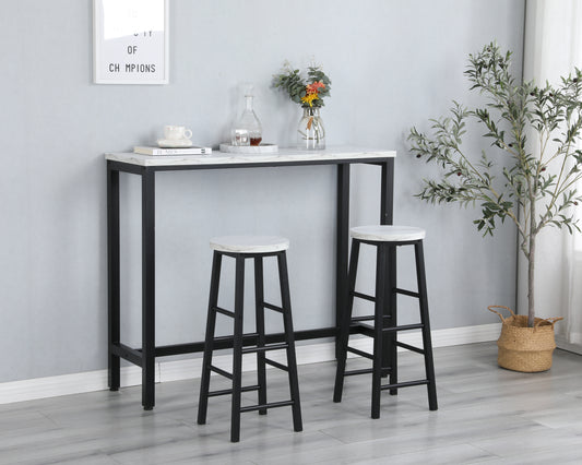 Black Table Top Bar Table with 2 Bar Chairs, Kitchen Counter with Bar Chairs,Breakfast Bar Table Sets, for Home,Kitchen, Office