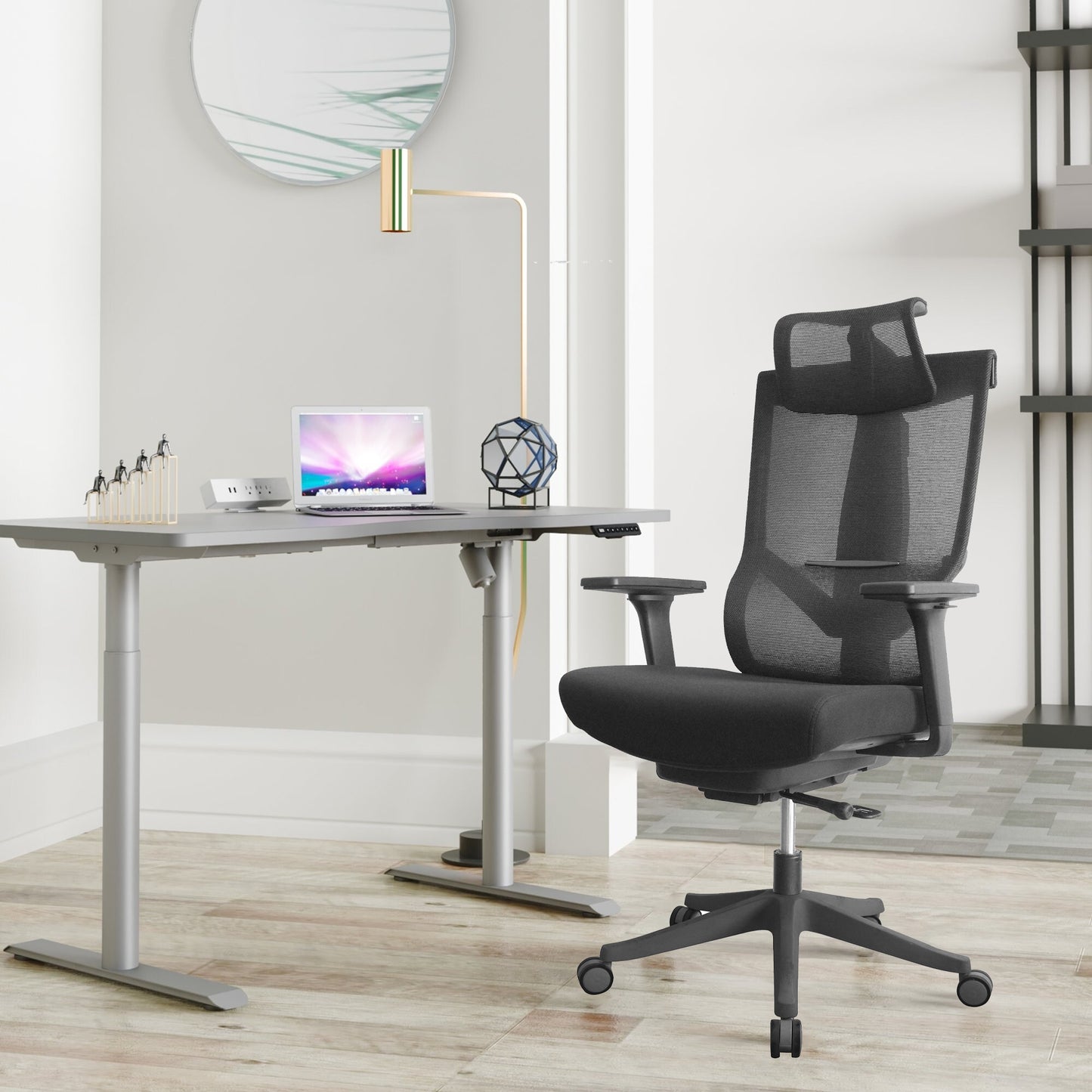 Excustive office chair with headrest and 2D armrest