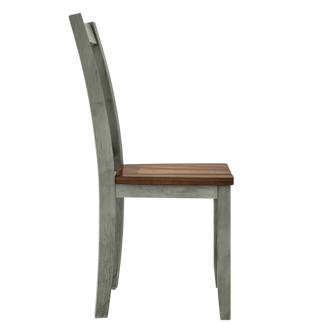 6-Piece Wood Dining Table Set Kitchen Table Set with Long Bench and 4 Dining Chairs, Farmhouse Style, Walnut+Gray