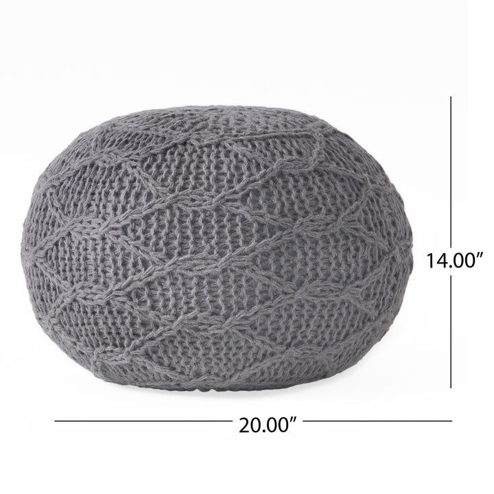 KNITTED WOOL 20 X 20 ROUND POUF