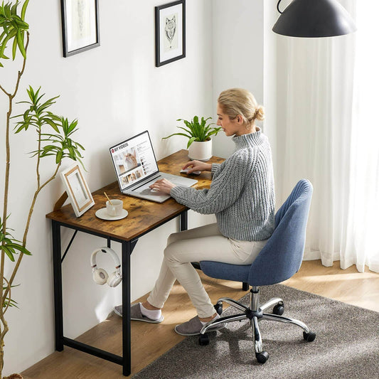 Simple Style Wooden Work Office Desks with Storage,31 Inch,Brown