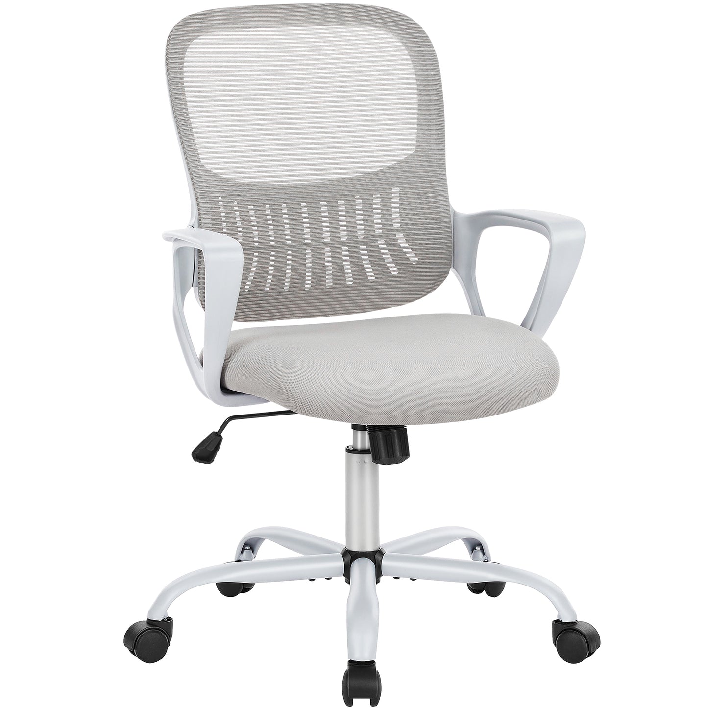 Ergonomic Office Chair Home Desk Mesh Chair with Fixed Armrest Executive Computer Chair with Soft Foam Seat Cushion